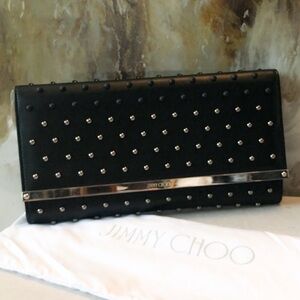 Jimmy Choo Black Multi Studded Milla Clutch Bag, 100% authentic, GORGEOUS!